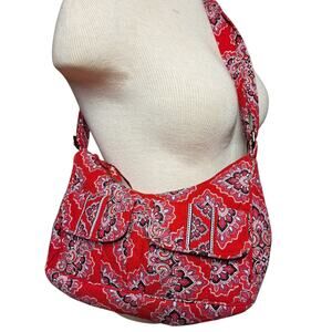 Vera Bradley pocket shoulder bag Frankly scarlett red demask paisley retired